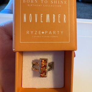 Ryze Party November Orange Crystal Rectangle Ring